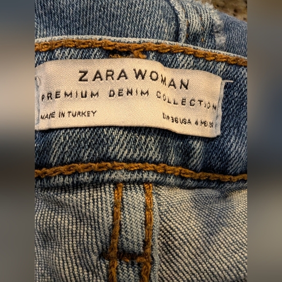 Zara Mid Rise Embroidered Distressed Raw Cuff Skinny Jeans  Size 4 - Picture 11 of 12